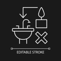 Leftover wax disposal white linear manual label icon for dark theme vector