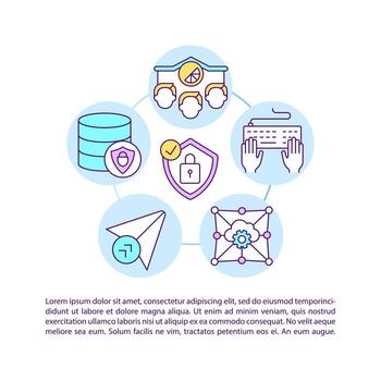 Secure cloud service concept line icons with text vector