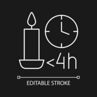Candle burn time limit white linear manual label icon for dark theme vector