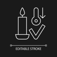 Candle care white linear manual label icon for dark theme vector