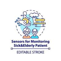 Sensores para monitorear el icono del concepto de pacientes vector