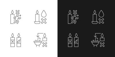 Safety around candle linear label icons set for dark and light mode vector