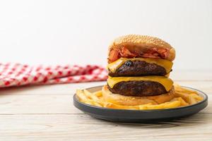 Hamburger or beef burgers with cheese and bacon photo