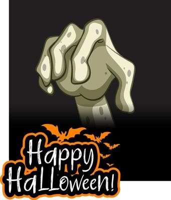 Zombie hand with Happy Halloween text design