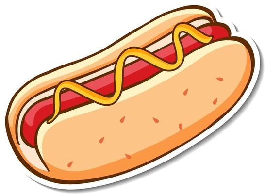 Fast food sticker design with Hot dog isolated