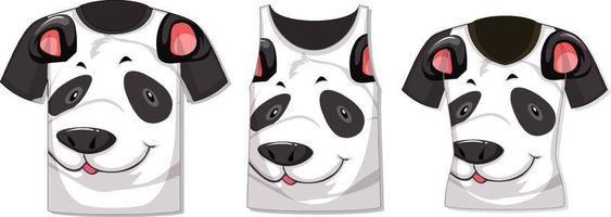 Different types of tops with panda pattern vector