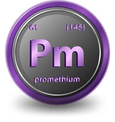 Promethium chemical symbol with atomic number and atomic mass