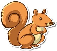 Sticker design with cute squirrel isolated vector