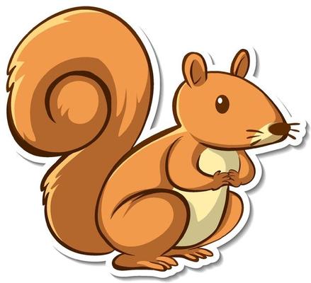 Sticker design with cute squirrel isolated