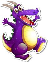 Purple Dragon cartoon character sticker vector