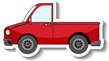 Sticker template with a red pick up car isolated vector