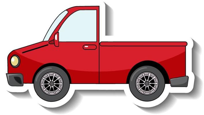 Sticker template with a red pick up car isolated