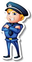 Sticker design with a policeman cartoon character vector