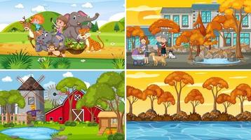 Different background scenes of nature in set vector