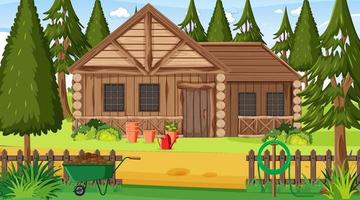 Blank landscape park scene with a wooden house vector