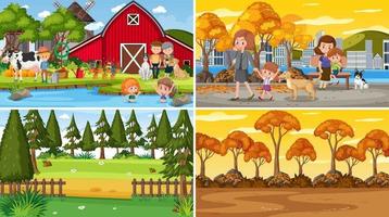 Different background scenes of nature in set vector