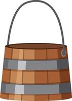 Wooden bucket on white background vector