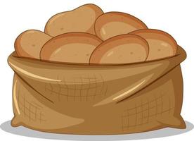 Sack of potatoes in cartoon style isolated vector