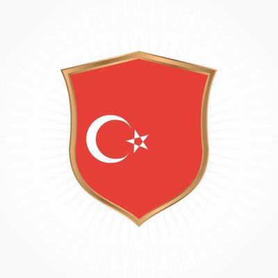 Turkey flag vector with shield frame