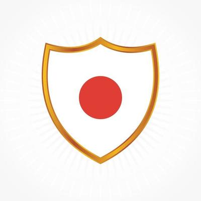 Japan flag vector with shield frame