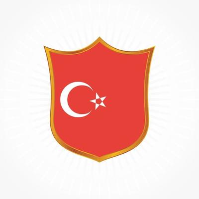 Turkey flag vector with shield frame