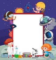 Empty banner with kids in technology theme vector