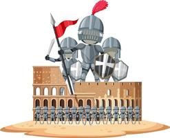 Knight and Colosseum on white background vector