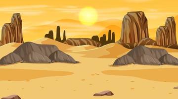 Empty desert forest landscape at sunset time scene vector