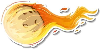 Sticker template with meteorite flame isolated vector