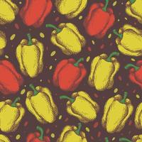 Bell pepper seamless pattern.  red and yellow pepper vector