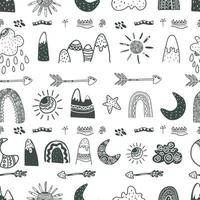 Scandinavian pattern done in black ink minimalist. vector