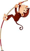 Pole vaulting monkey cartoon character vector