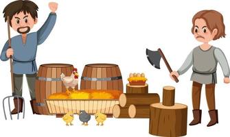 Medieval peasants cartoon character vector