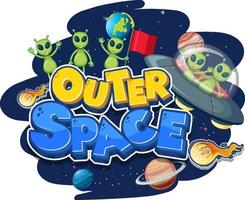 Outer Space logo with aliens and ufo vector