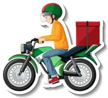 A sticker template with delivery man on motorcycle vector