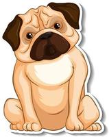 A sticker template of dog cartoon character vector