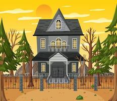 Haunted halloween mansion at daytime vector