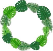 Round tropical leaves frame template vector