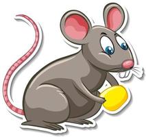 A sticker template of rat cartoon character vector