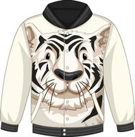 Front of bomber jacket with white tiger pattern vector