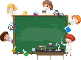 Empty blackboard with kids in scientist theme vector