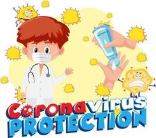 Coronavirus Protection with children cartoon character vector