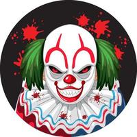 Creepy clown face on white background vector