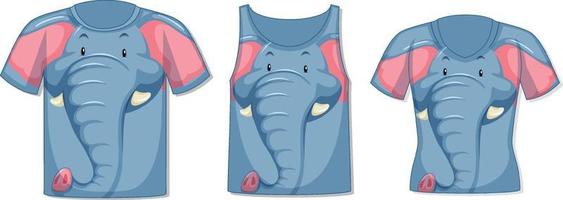 diferentes tipos de tops con estampado de elefante. vector