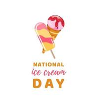 cartel del feliz día nacional del helado. vector
