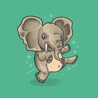 pequeño elefante danza ilustración vector estilo grunge