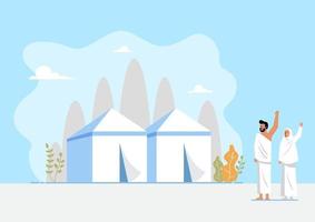 Muslim pilgrimage and tents area vector