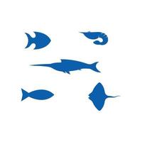 Fish logo and icon animal aquatic fisher vector