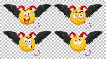 Set of devil emoticon with facial expression vector