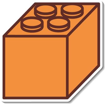 Sticker design with Orange toy building block isolated